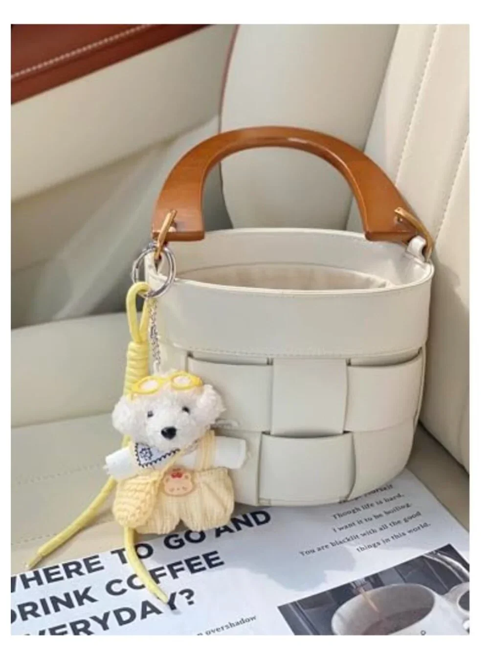 Cute Plush Bear Keychain Bag Charm Purse Charm for Women
